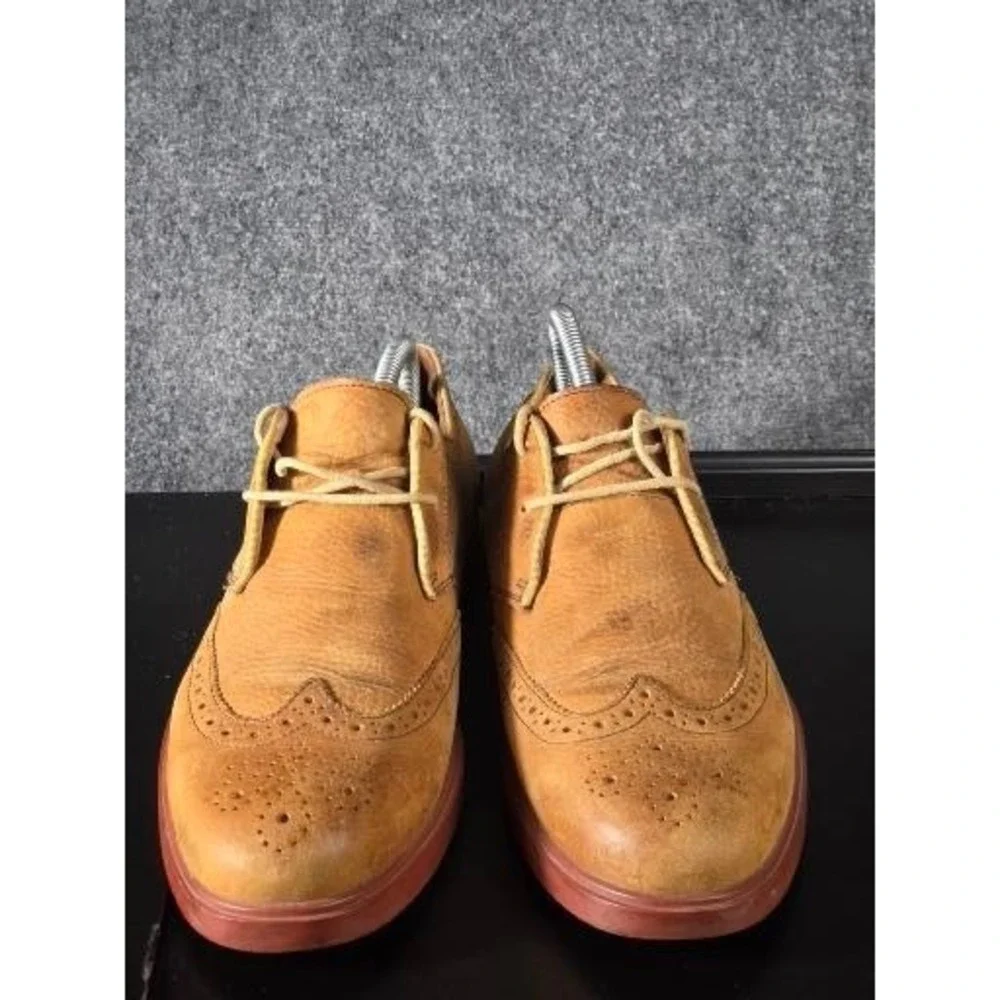 Polo Ralph Lauren Orrick Wing Tip Tan Leather Oxford Shoes Men 9.5 D Preppy Work